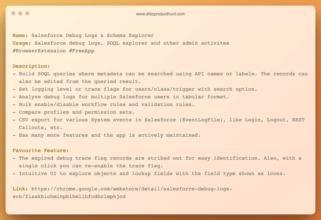 Product #17: Salesforce Debug Logs & Schema Explorer