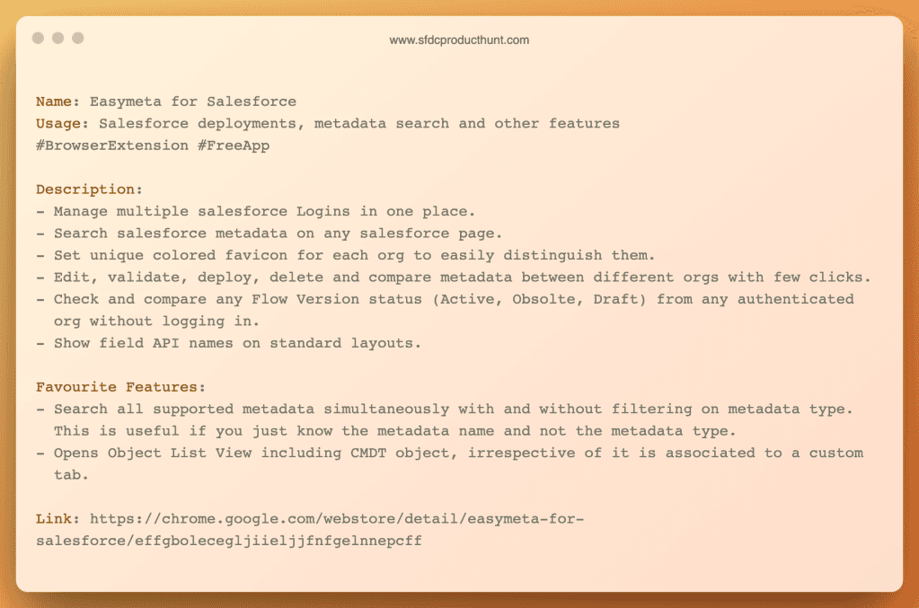 Product #14: Easymeta for Salesforce