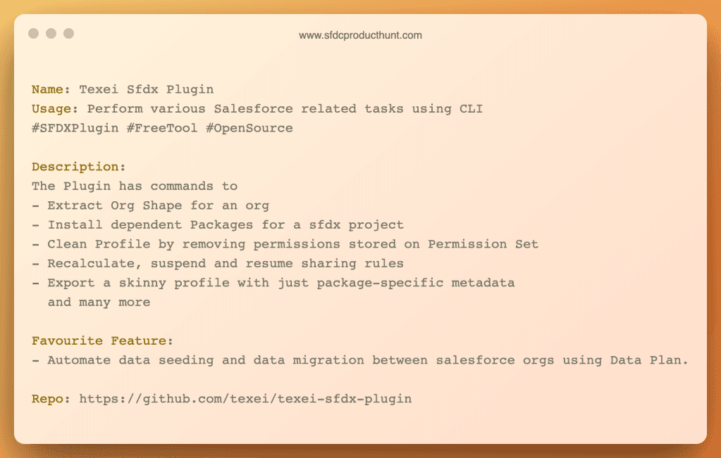 Product #9: Texei Sfdx Plugin