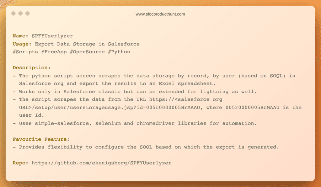 Product #20: SPFYUserlyzer